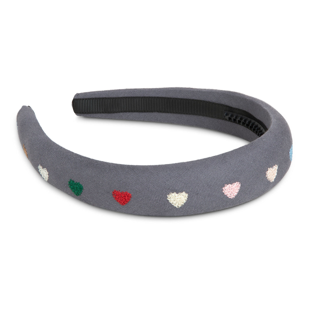 Heart embroidered hairband-Gray