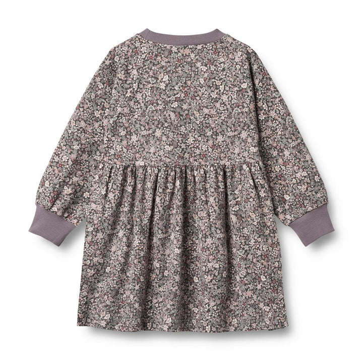 Jersey Dress L/S Dorthea (1572-192) purple stone flowers