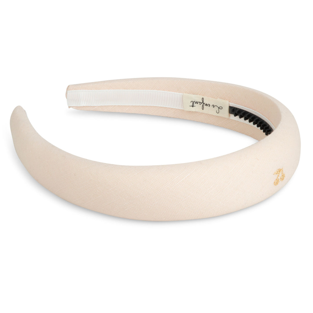 Gold thread cherry embroidered hairbands-Pale pink