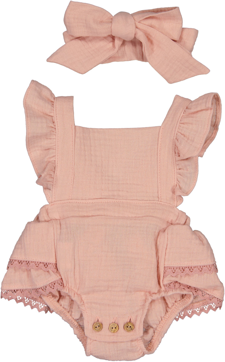 2513- CARMELA GIRL ROMPER-Salmon