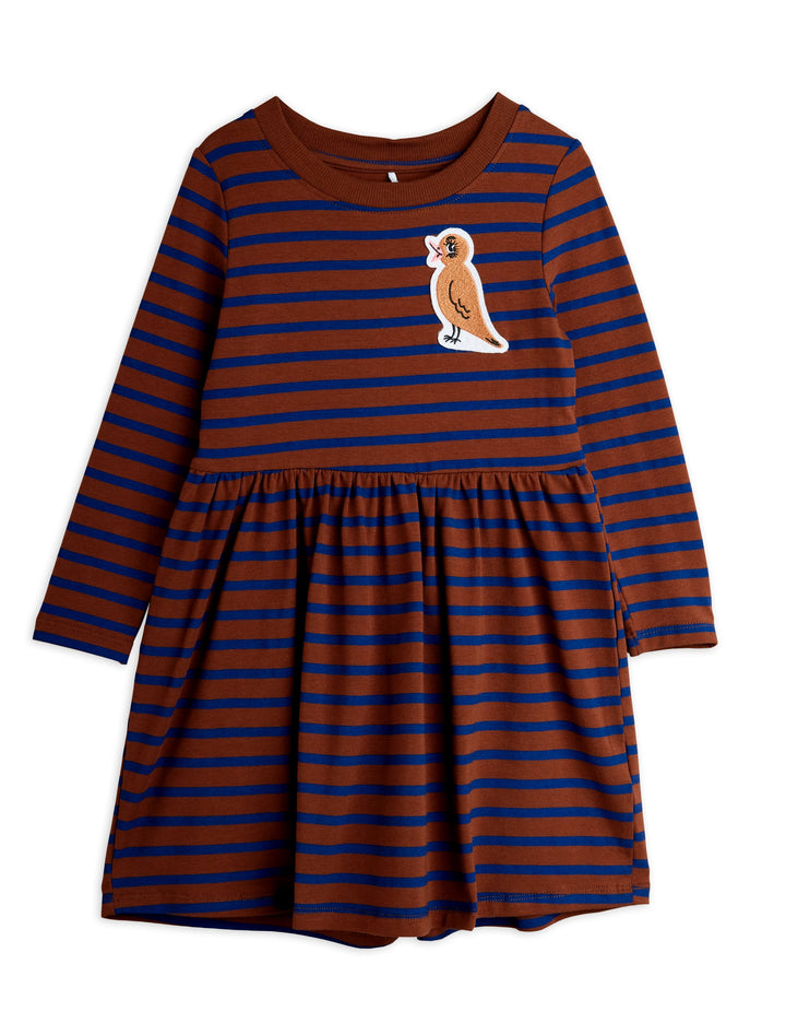 Stripe bird patch ls dress-