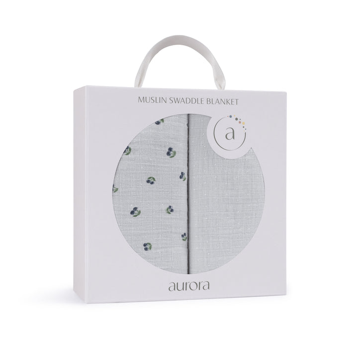 2 Pack Cherry Print Collection - Muslin Swaddle-Blue