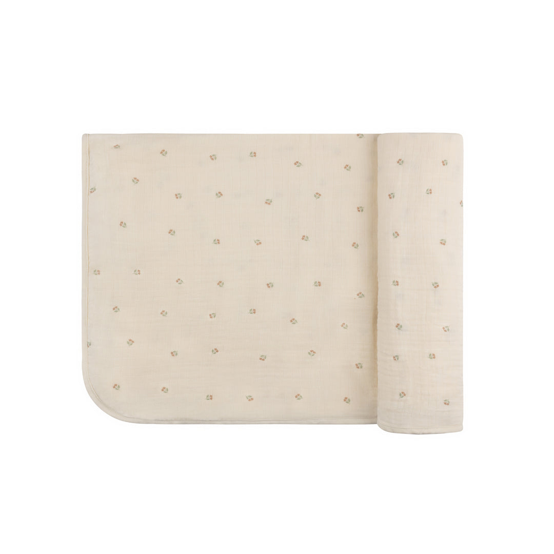 EMBROIDERED COLLECTION-MUSLIN SWADDLE-Ivory Tulip