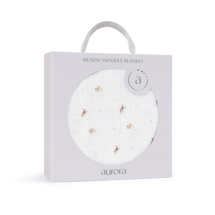 Single Muslin Swaddle Floral Print-Ivory/Pink