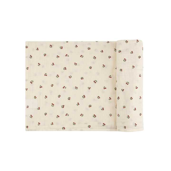 2 Pack Cherry Print Collection - Muslin Swaddle-Ivory/Red