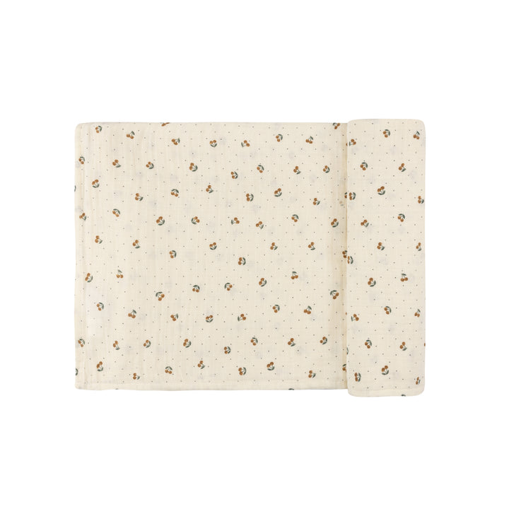2 Pack Cherry Print Collection - Muslin Swaddle-Ivory/BLUE