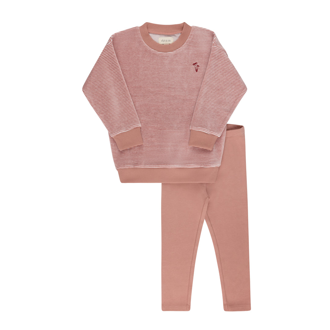 Velour Stripe Collection - Dark Pink - Lounge Set