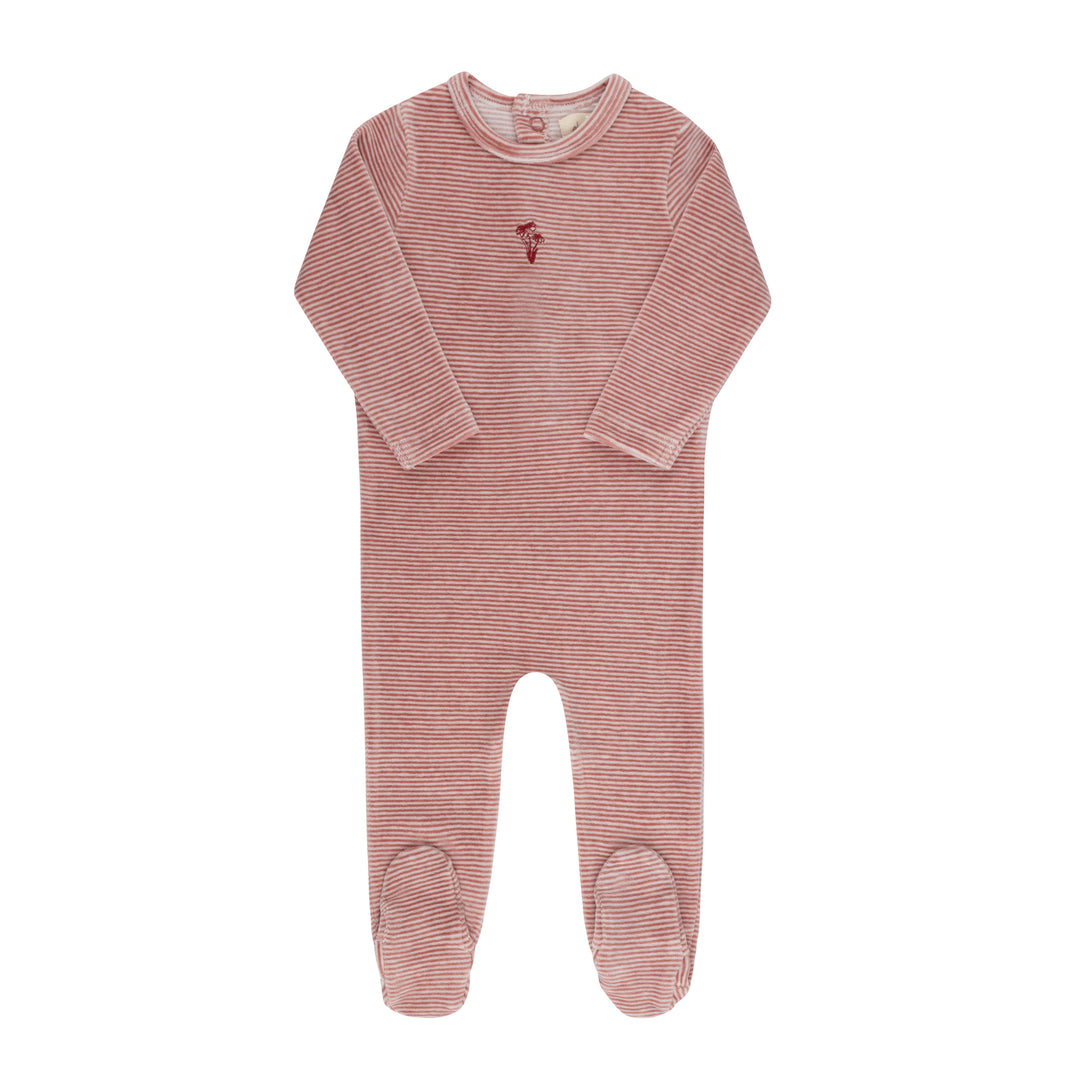 Velour Stripe Collection - Dark Pink - Footie