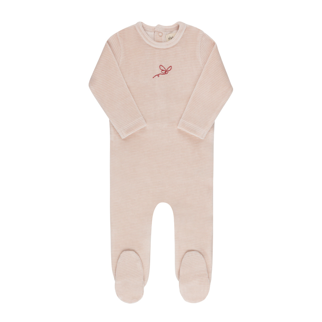 Velour Stripe Collection - Light Pink - Footie