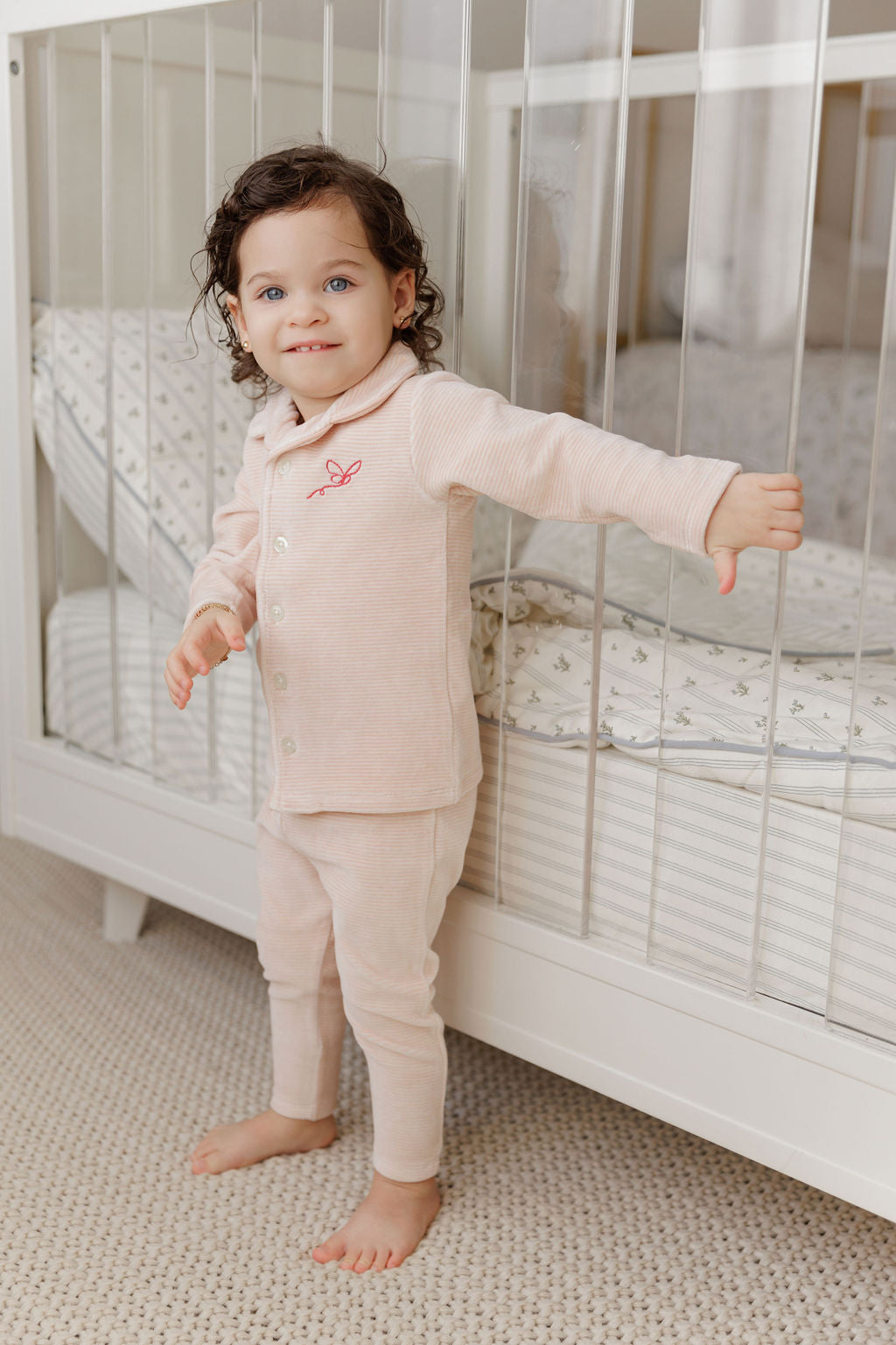 Velour Stripe Collection - Light Pink - Pajama
