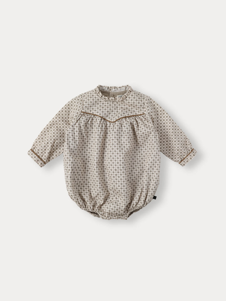 BABY)Lua Frill Romper-cocoa