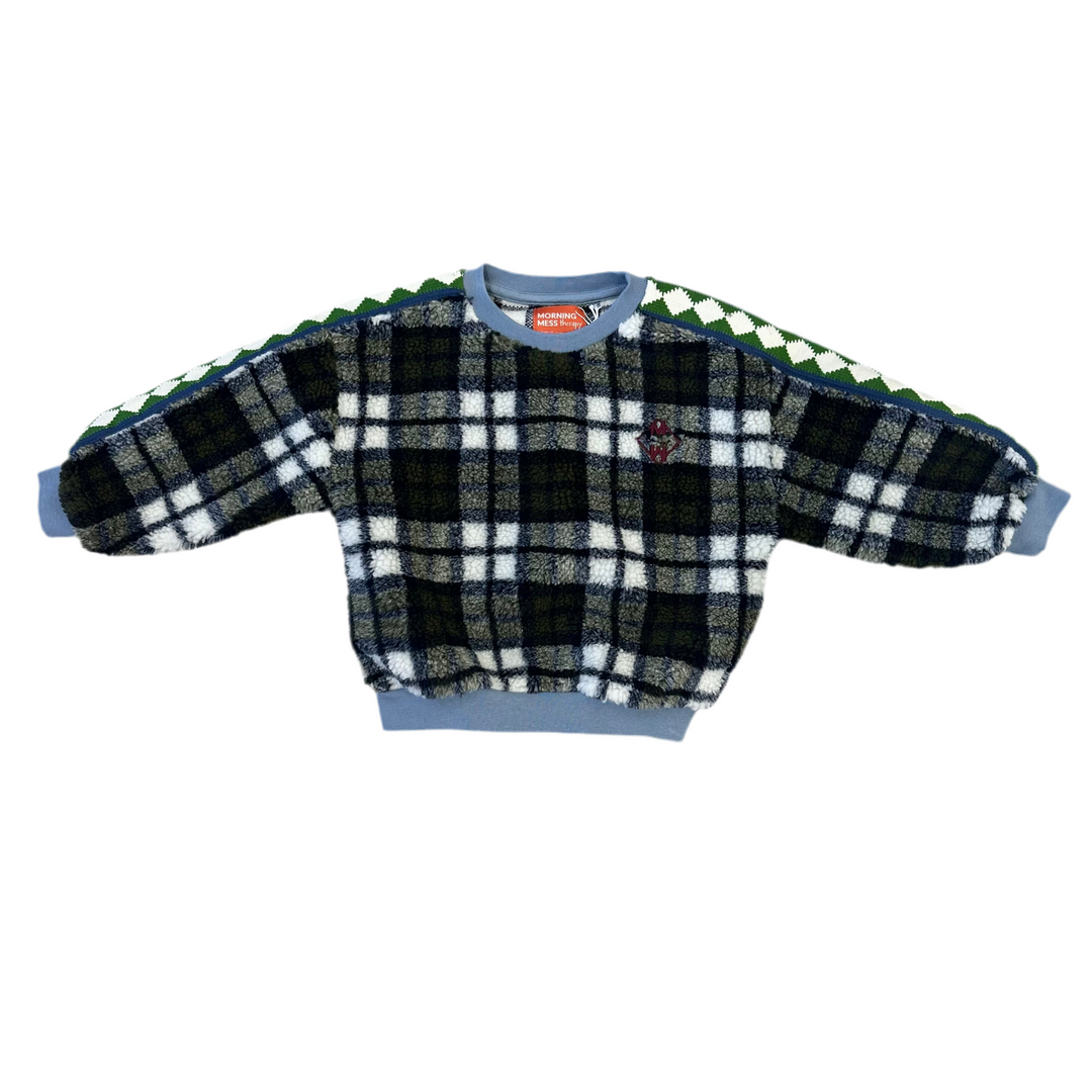 Nico Sweatshirt Oversize Baloon Fit-Checked Blue