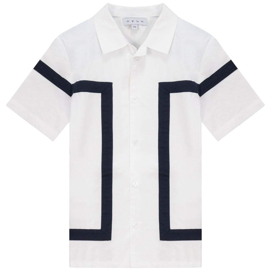 ATLAS-CUBAN COLLAR SHIRT-WHITE/TRUE BLUE