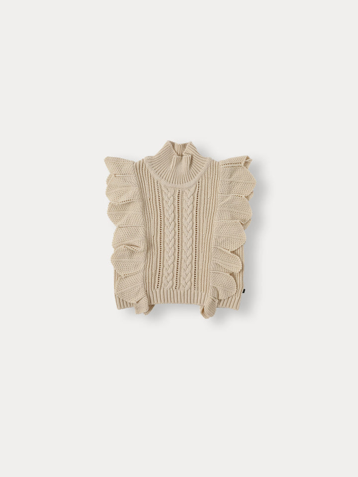 Flutter Knit Vest-light beige