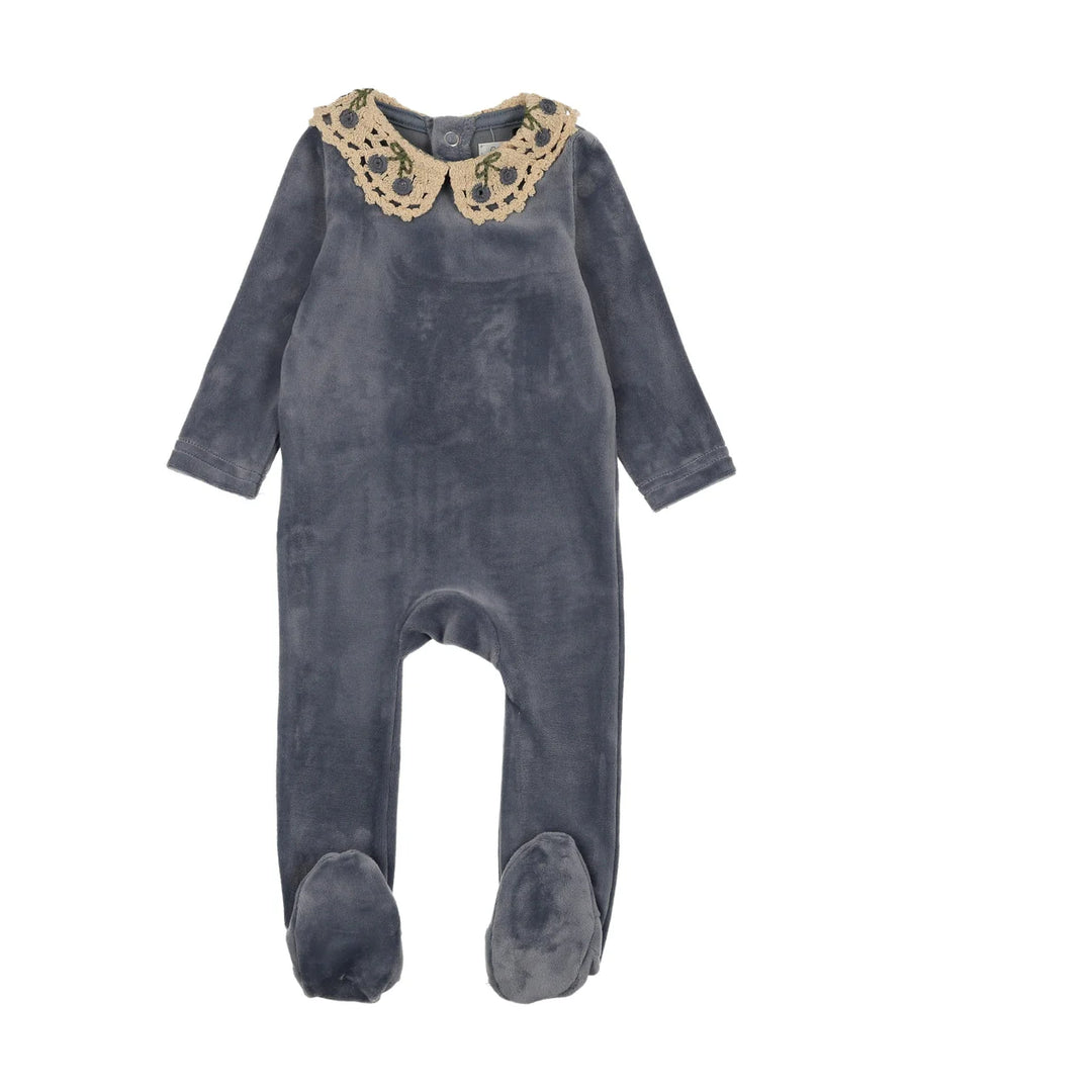 BLW25004F-Cherry Crochet Collar Footie-Berry Blue