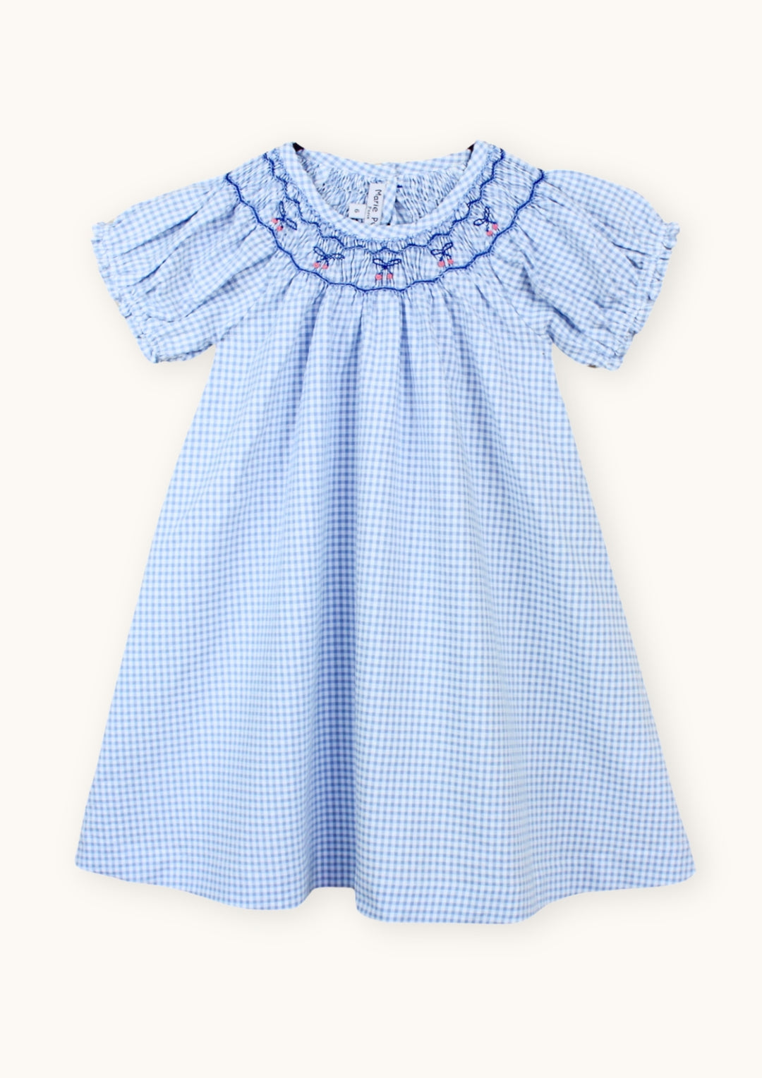 DRESS CHERRY-Vichy Bleu Vintage