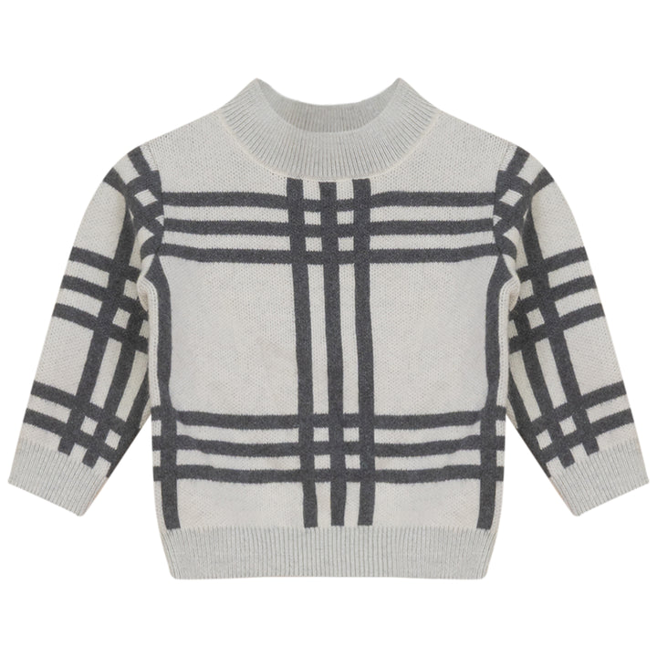 DAWSON-PLAID MOCK NECK SET-CREAM/CHARCOAL