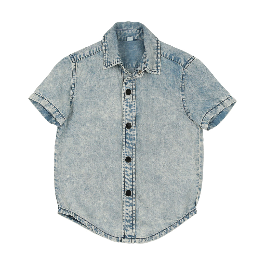 BTS25007SBS-Denim Tencel Boys Short Sleeve Button Down-Stone Wash