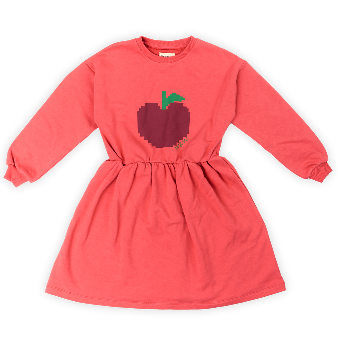 E25208-Big Apple Sweat Dress-rhubarb