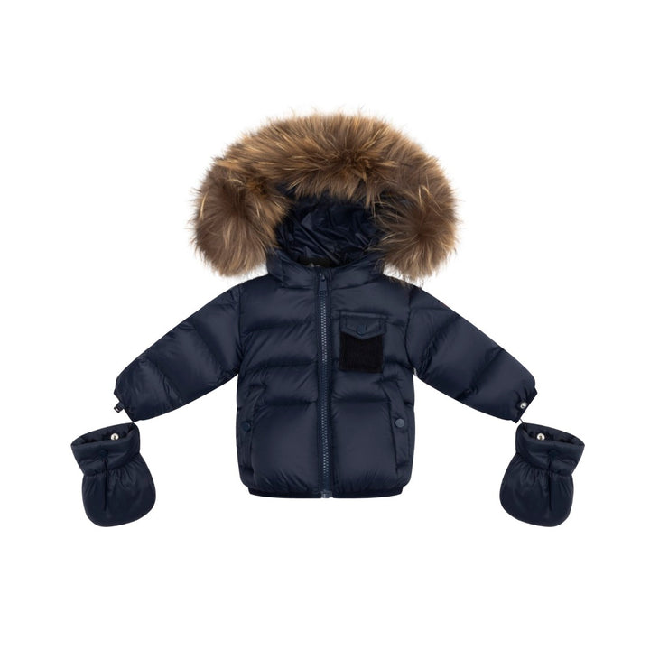 F25-5031N-BELLA ENFANT FUR DOWN JACKET-Navy Racoon