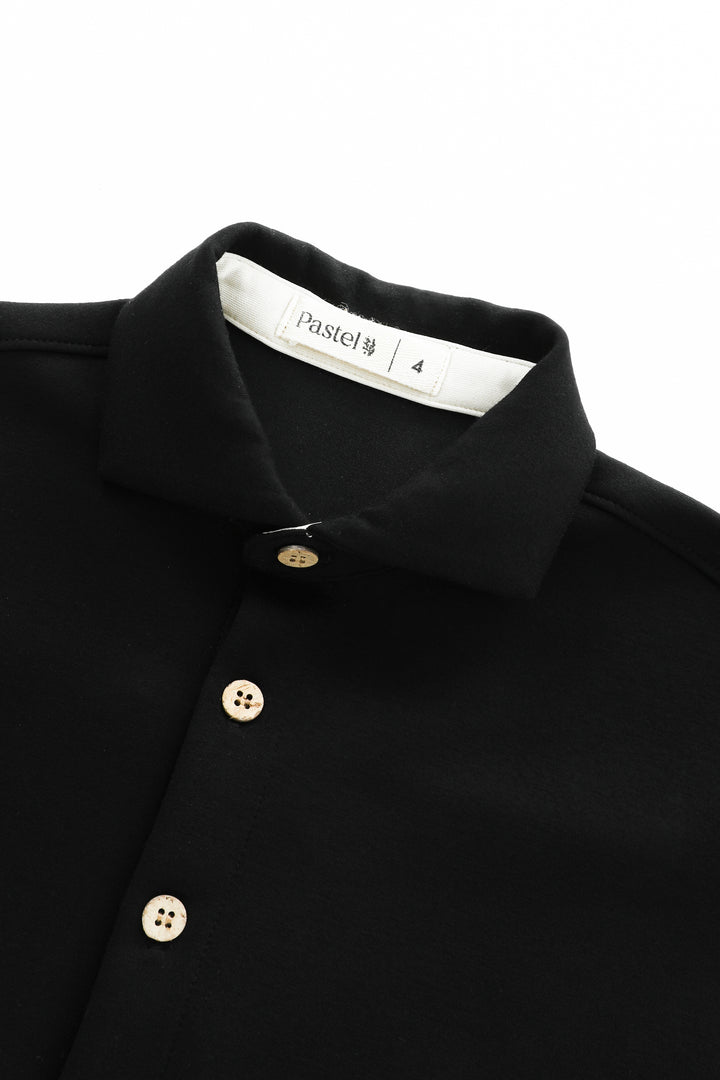 COLLARED ROBE SET-BLACK