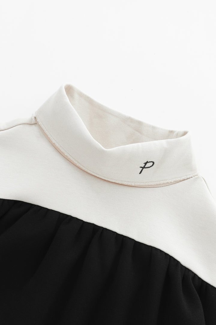 COLORBLOCK TURTLENECK SET-STONE/BLACK