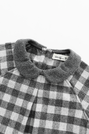 CHECKERED DRESS WITH COLLAR-GREY CHECKERED