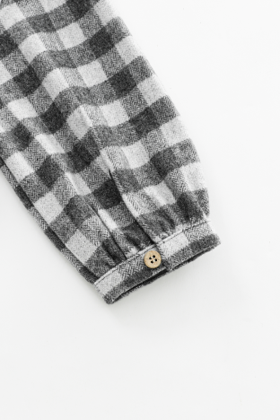 CHECKERED DRESS WITH COLLAR-GREY CHECKERED