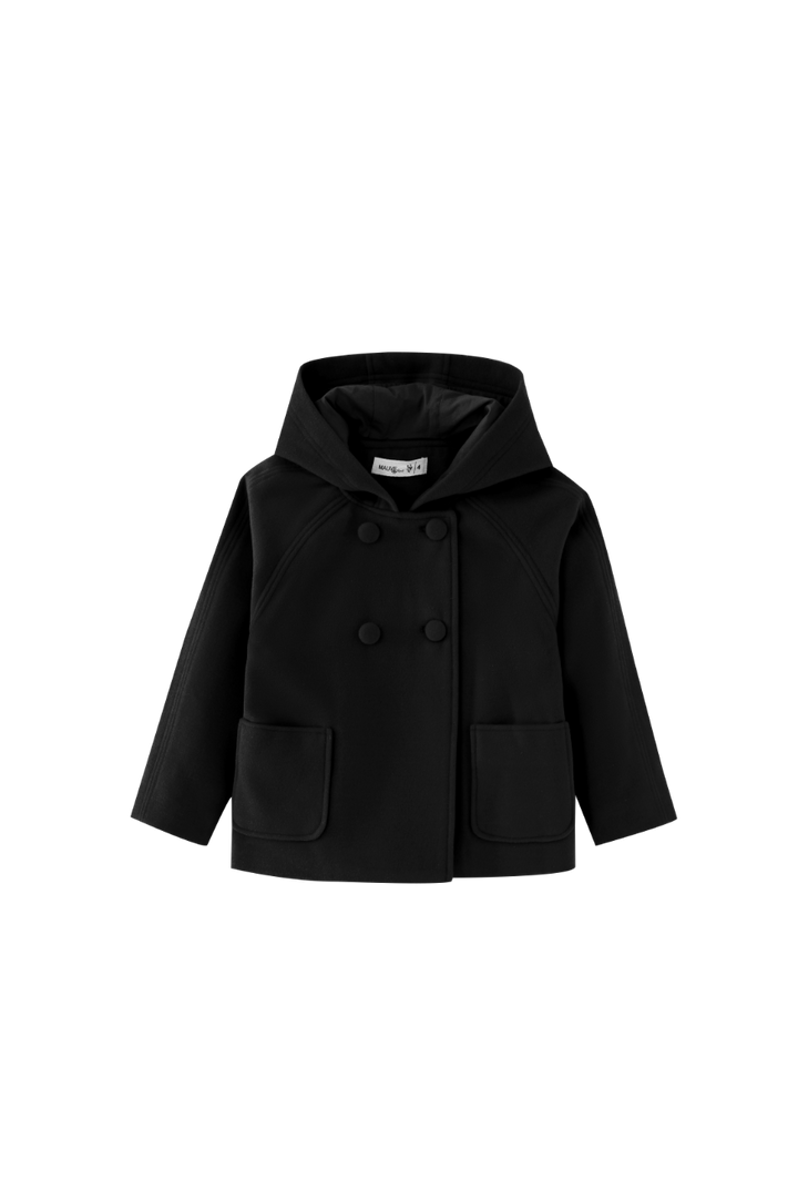 DOUBLE BREASTED WOOL JACKET-BLACK
