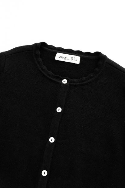 CARDIGAN WITH SCALLOPED EDGING-BLACK