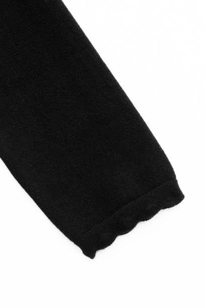 CARDIGAN WITH SCALLOPED EDGING-BLACK