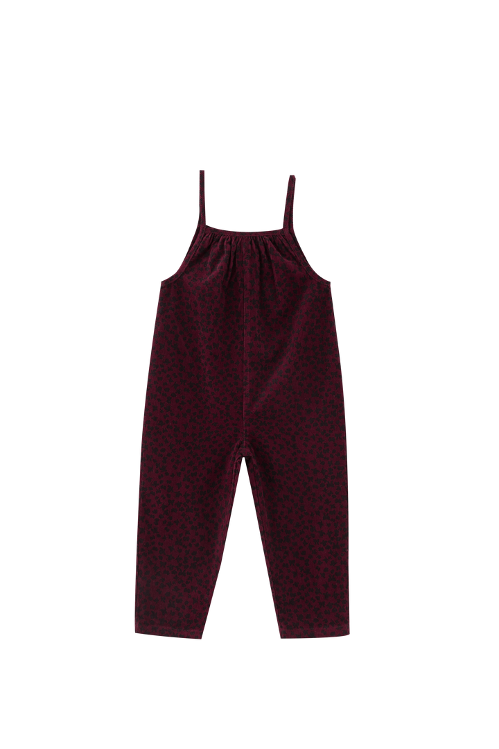 BUTTERFLY PRINTED CORDUROY ROMPER-BURGUNDY