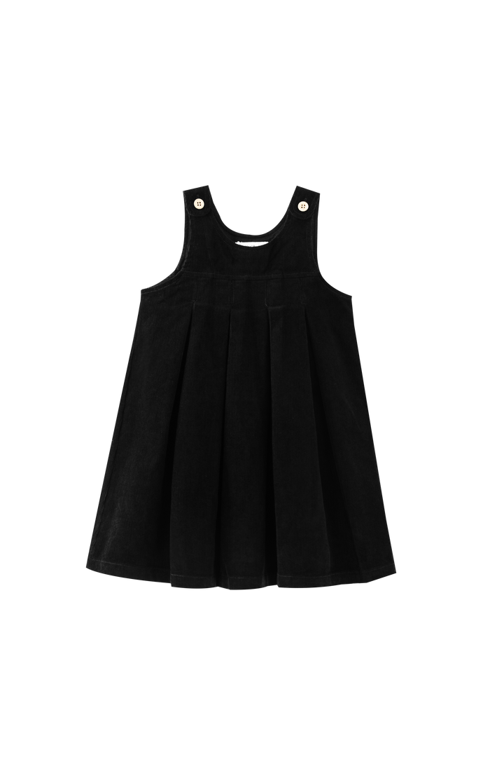 CORDUROY PLEATED HIGH YOKE JUMPER-BLACK