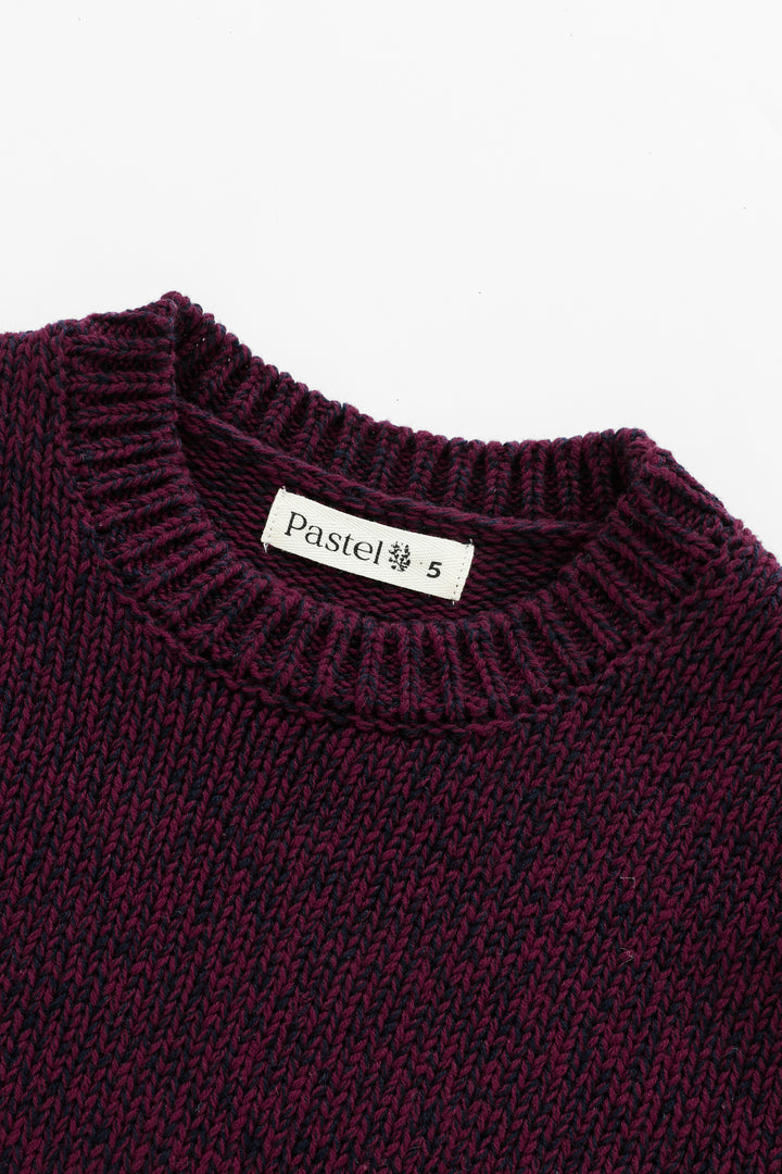 BURGUNDY MARLED SWEATER-BURGUNDY MARLED