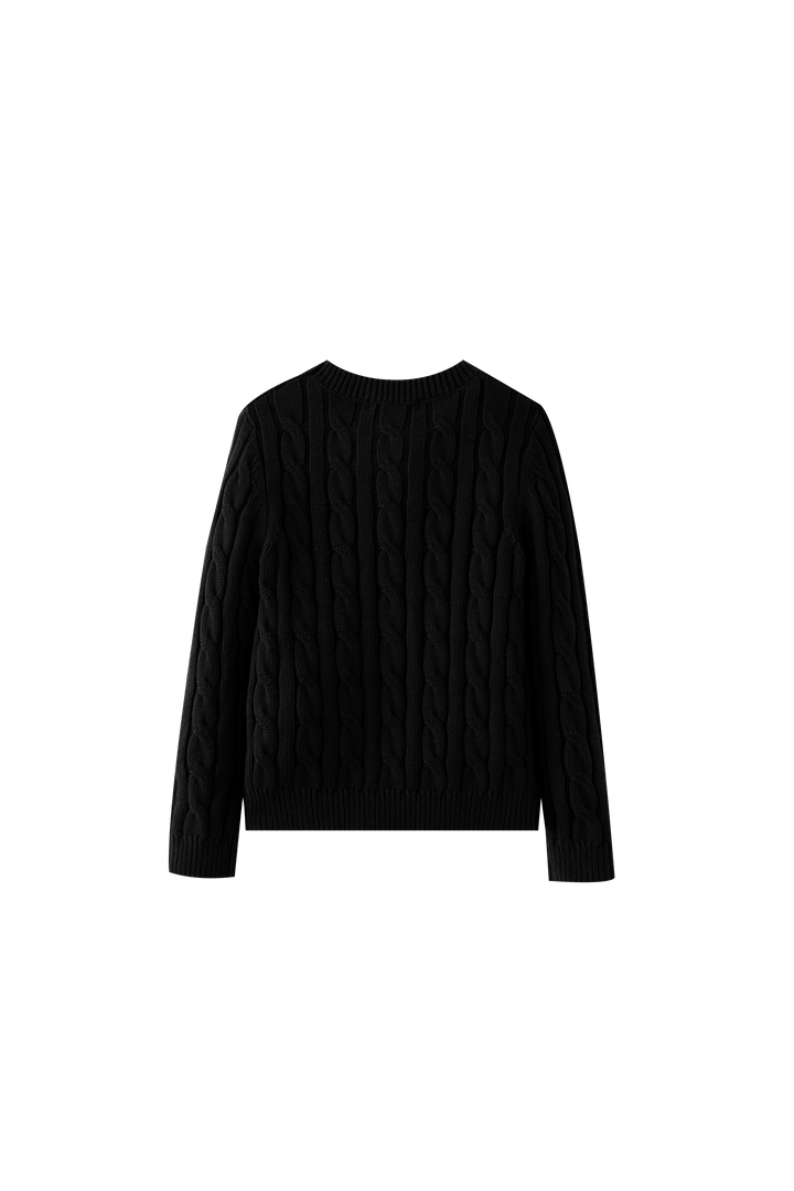 CABLE SWEATER-BLACK