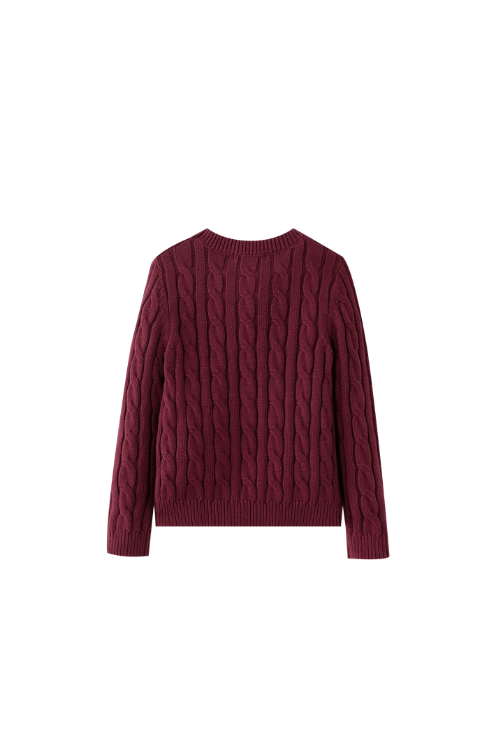 CABLE SWEATER-BURGUNDY