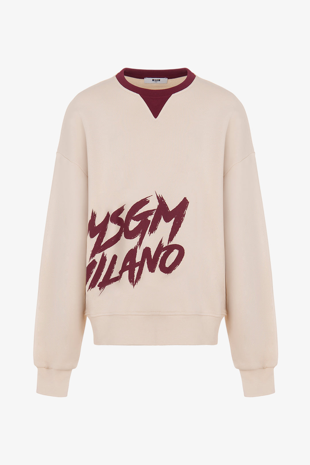 OVER DIAGONAL FLEECE SWEATSHIRT GIRL-CREMA/CREAM