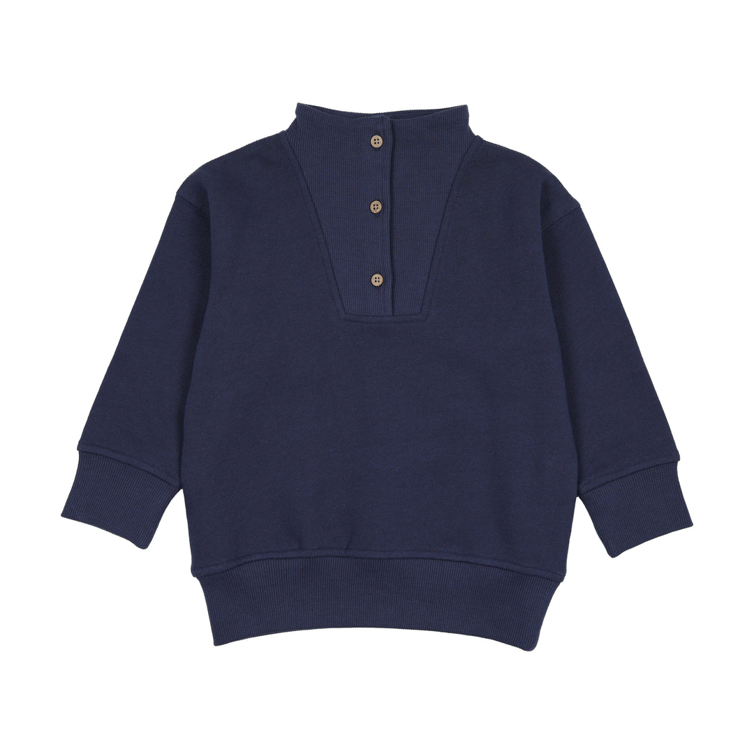FAW25-03-Buttoned neck sweatshirt-Washed blue