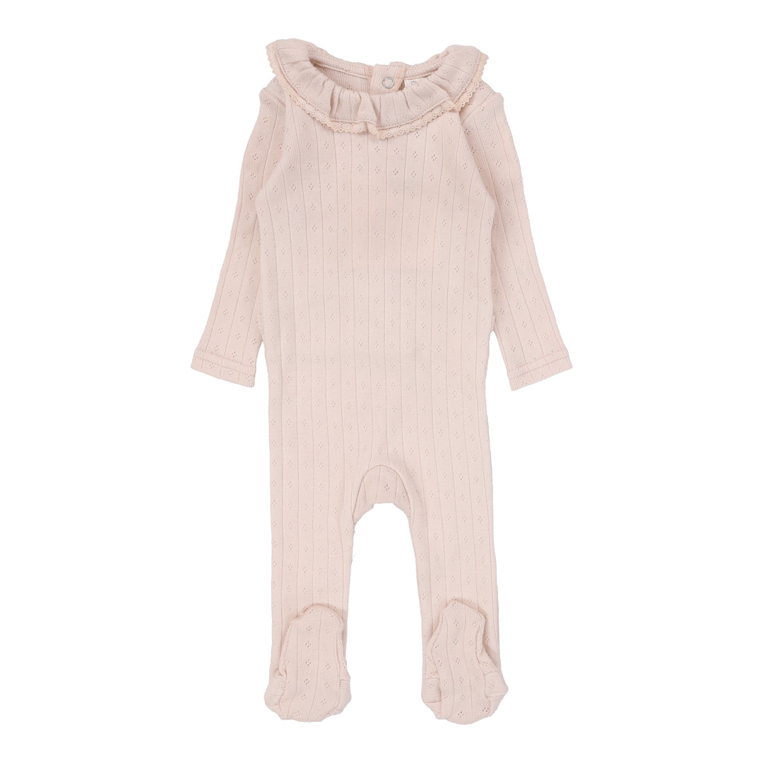 Fine Pointelle Collar Footie-Petal Ruffle