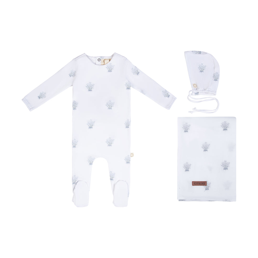 Babys Breath SWADDLE Set-White/Light Blue