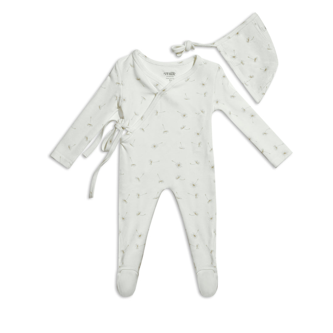 PLUSH WRAP FOOTIE SETS (FOOTIE AND BONNET)-IVORY WILDFLOWER