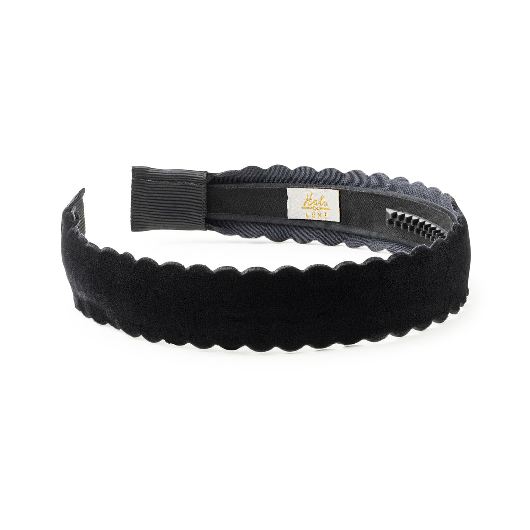 opalh001-Opaline scalloped velvet headband-black