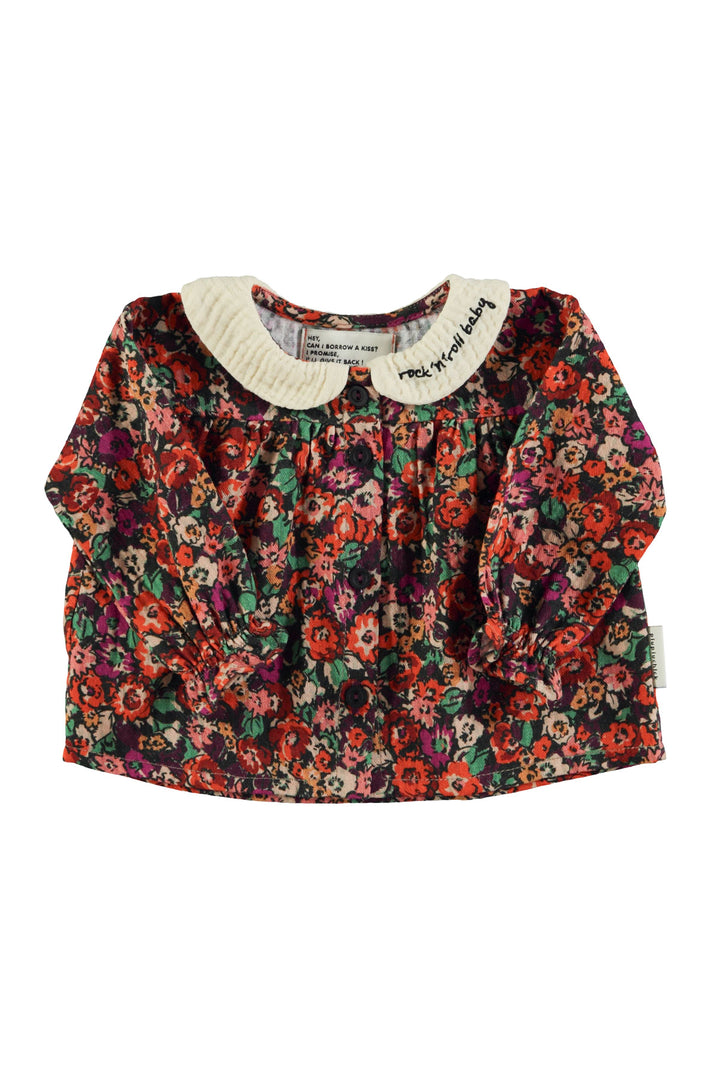 AW25.BM2503USA-Peter pan collar blouse | Multicolor flowers-multicolor | textured cotton