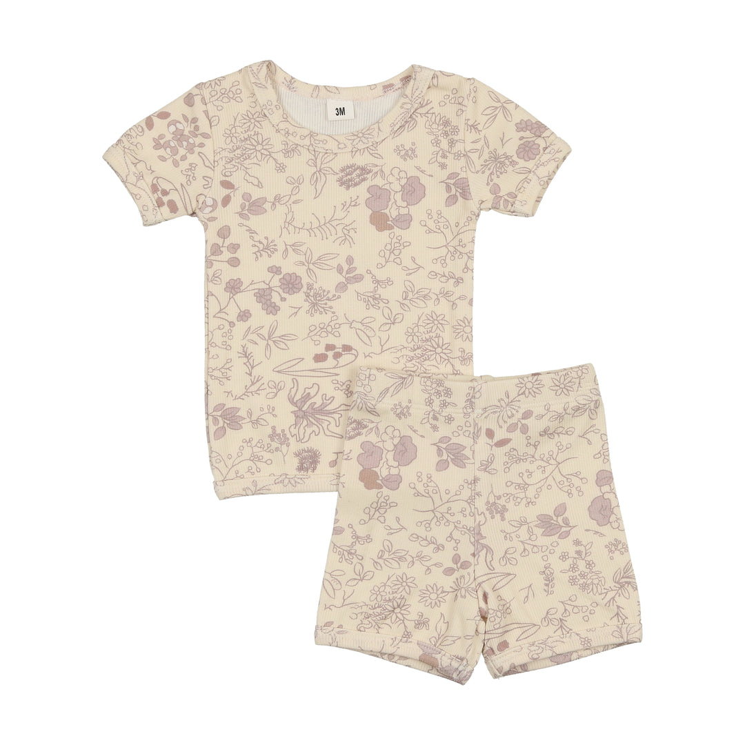 SL25043S-Lilac Print Short Set-Lilac Print