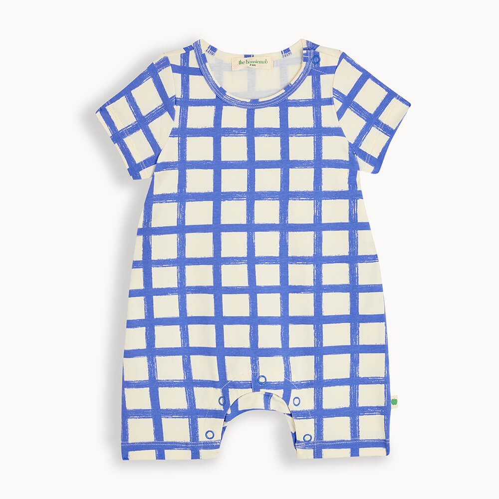 SKIFF 3601-SHORTY PLAYSUIT-BLUE CHECKER
