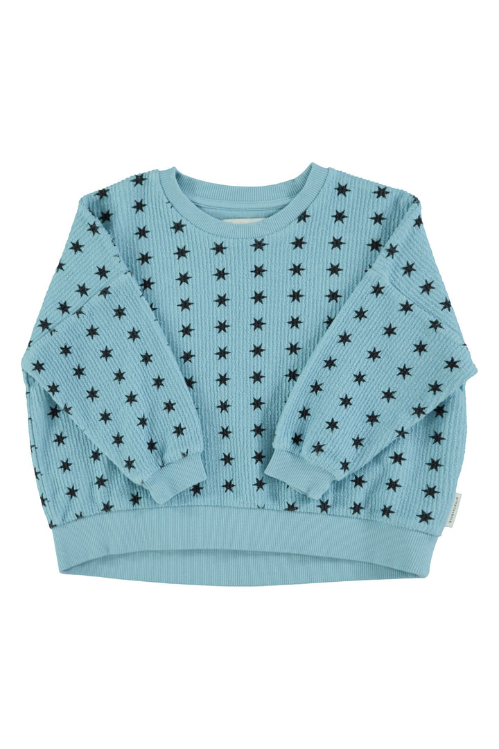 AW25.FLP2502A-Sweatshirt | Pink w/ black stars-blue | textured cotton fleece