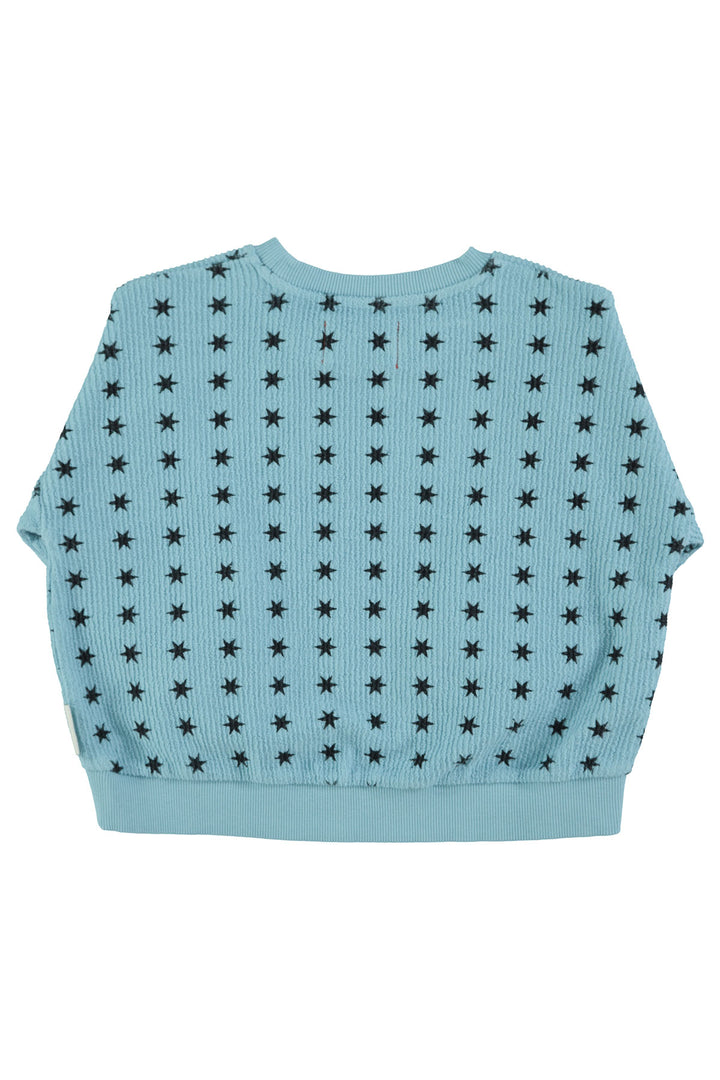 AW25.FLP2502A-Sweatshirt | Pink w/ black stars-blue | textured cotton fleece