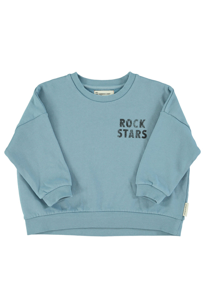 AW25.FLP2503BUSA-Sweatshirt | Blue w/ logo print-blue | carded organic cotton fleece
