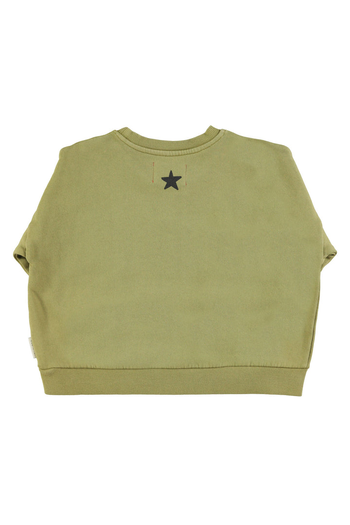 AW25.FLP2503A-Sweatshirt | Olive green w/ tiger print-olive green | carded organic cotton fleece