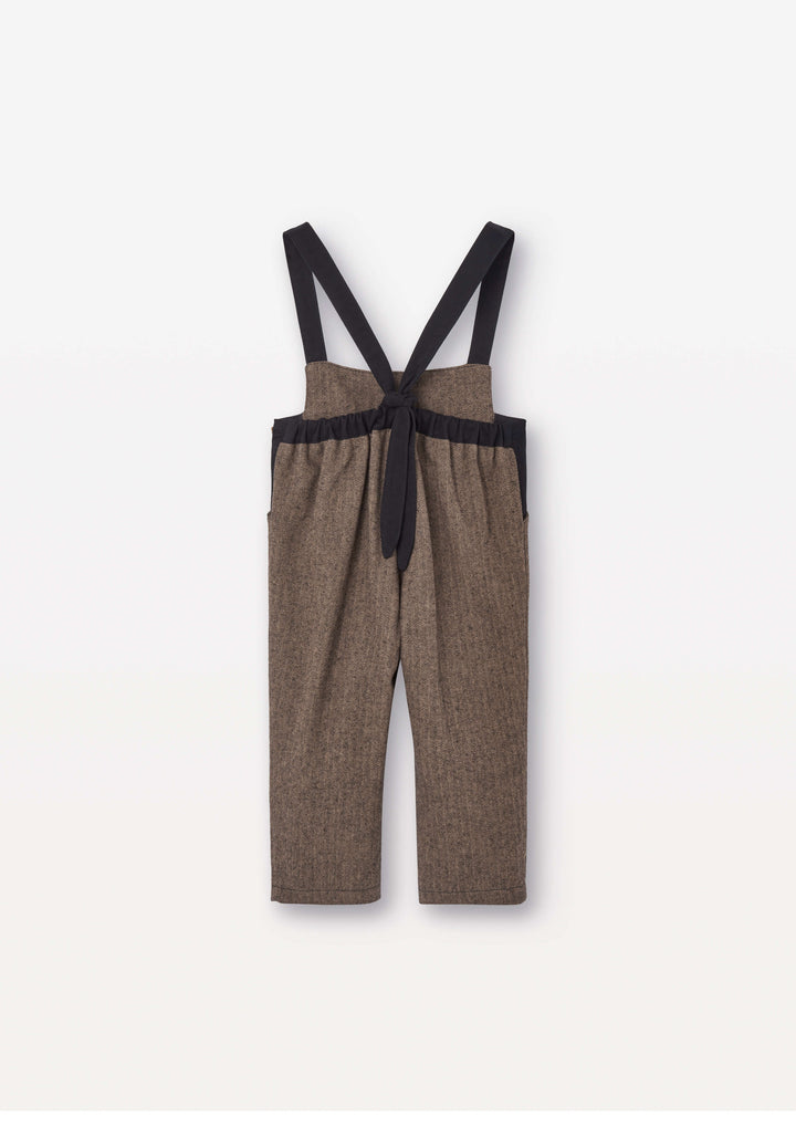 Mod.10.1 Brown micro-herringbone contrasting dungarees
